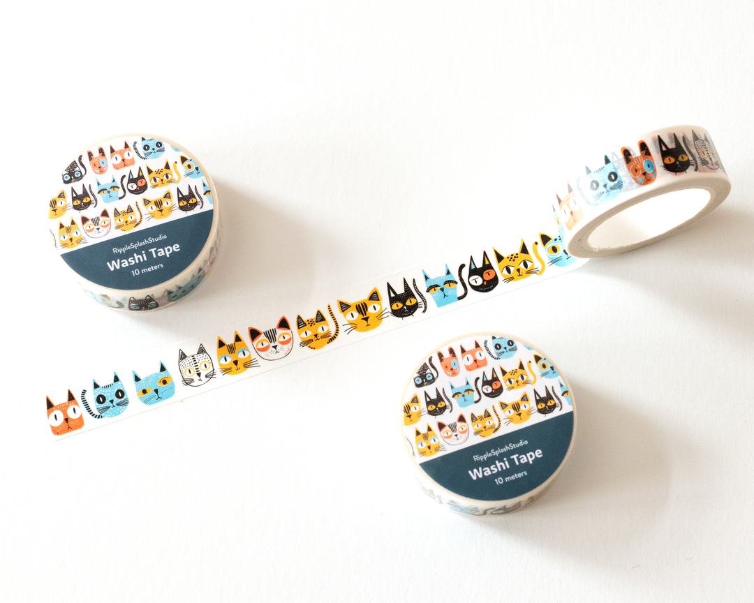 Colorful Cat Faces Washi Tape