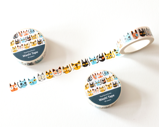 Colorful Cat Faces Washi Tape