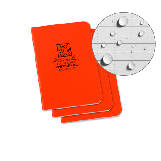 Rite in the Rain Notebook, 3.25" x 4.625" Orange Cover 3 PK