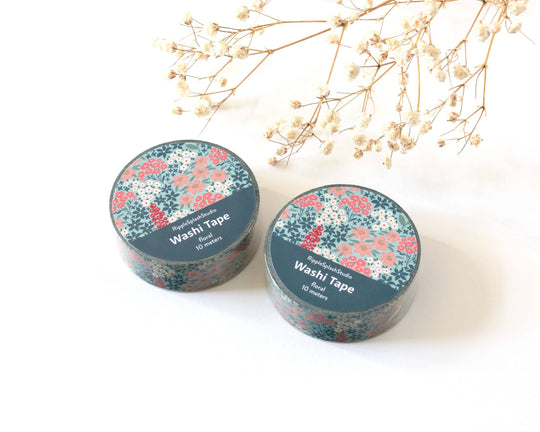 Teal Garden Floral Washi Tape