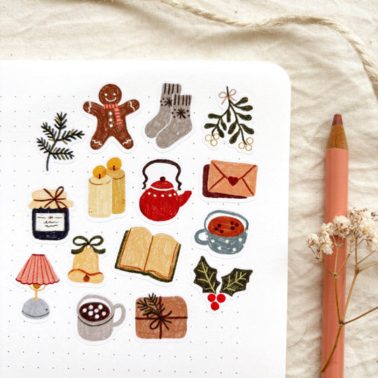 Christmas Coziness - Sticker Sheet | Cozy Winter Stationery