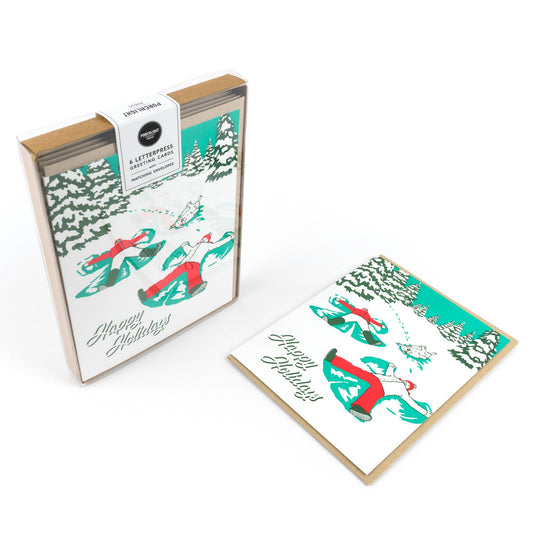 Vintage Snow Angels Holiday Card: Single Card