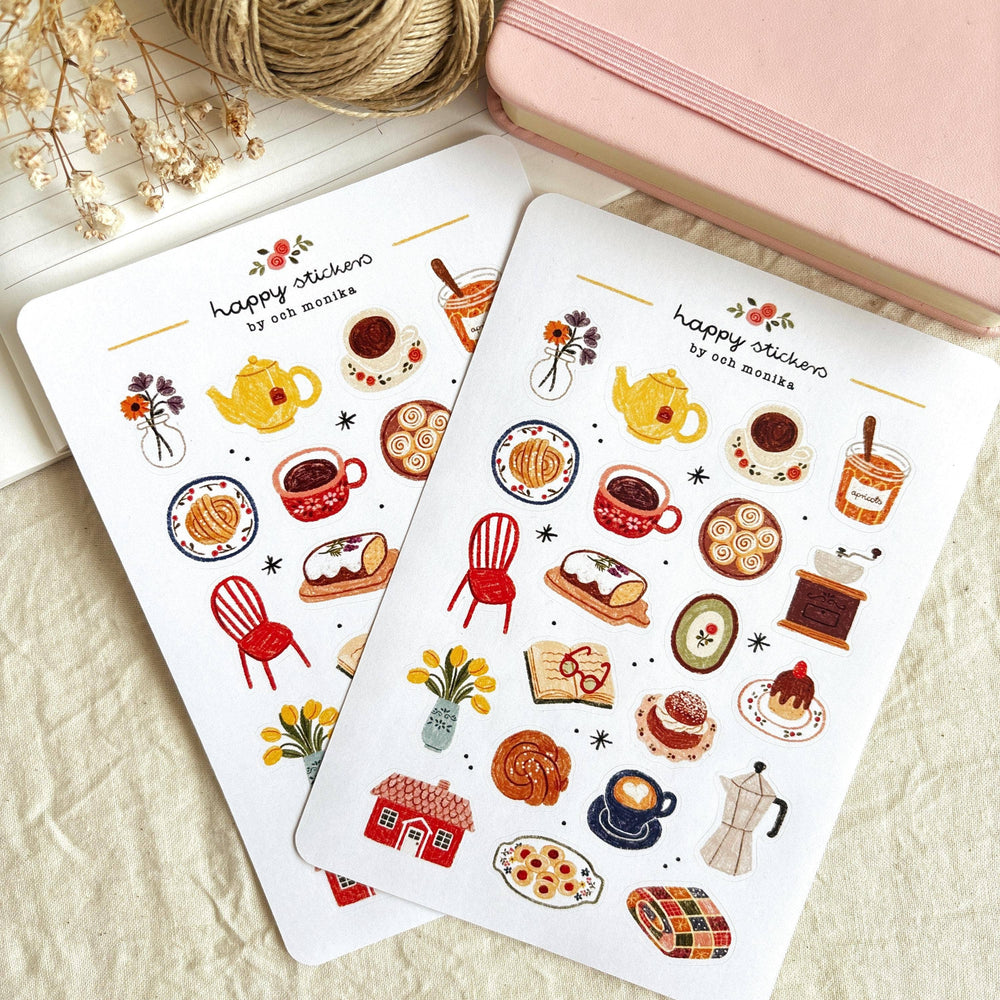 Fika - Sticker Sheet | Hygge Coffee Lover Stationery