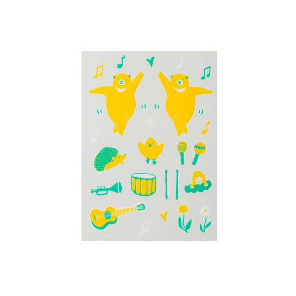 Irodo Fabric Transfer Stickers - Dance Yellow*Lime Green
