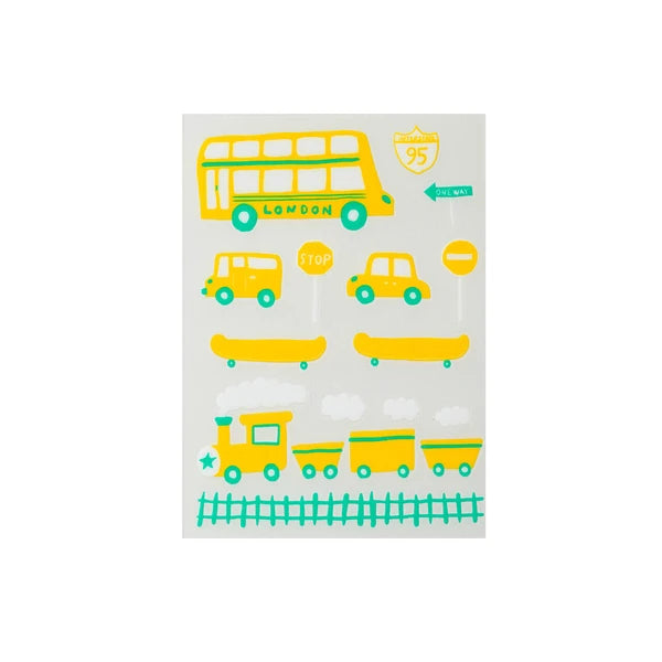 Irodo Fabric Transfer Stickers - Norimono Yellow*Lime Green
