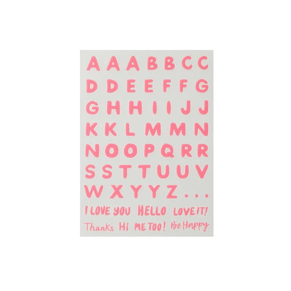 Irodo Fabric Transfer Stickers - Alphabet Pink