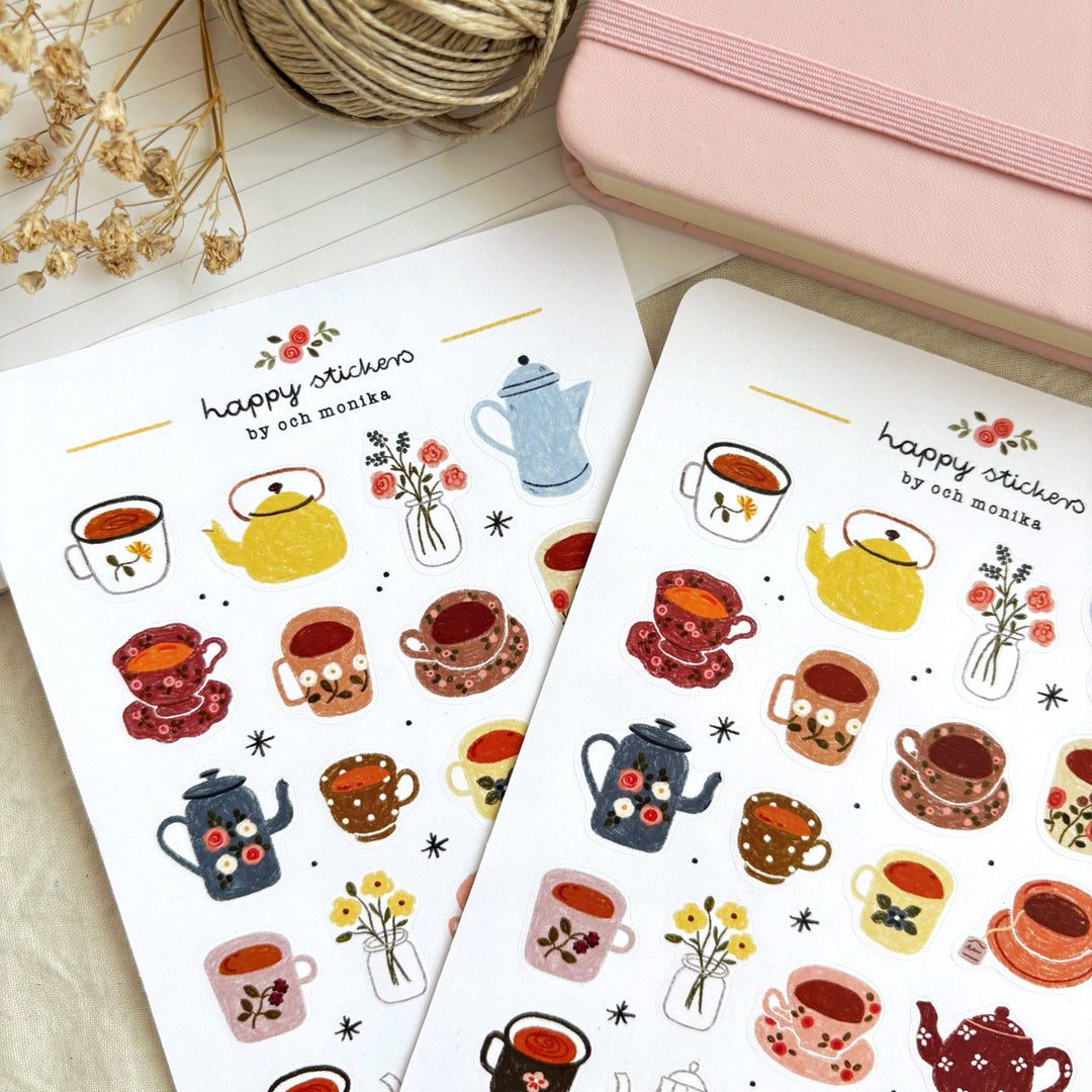 Little Teacups - Sticker Sheet | Tea Lover Stationery Gift