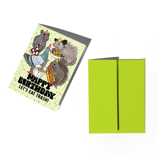 Trash Animals Birthday Card: Clear sleeve