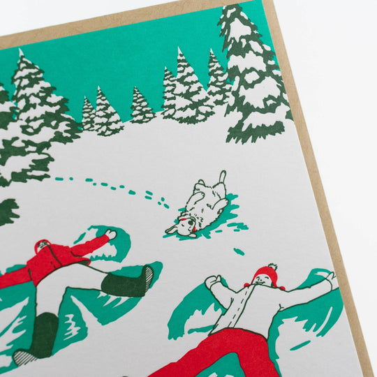 Vintage Snow Angels Holiday Card: Single Card