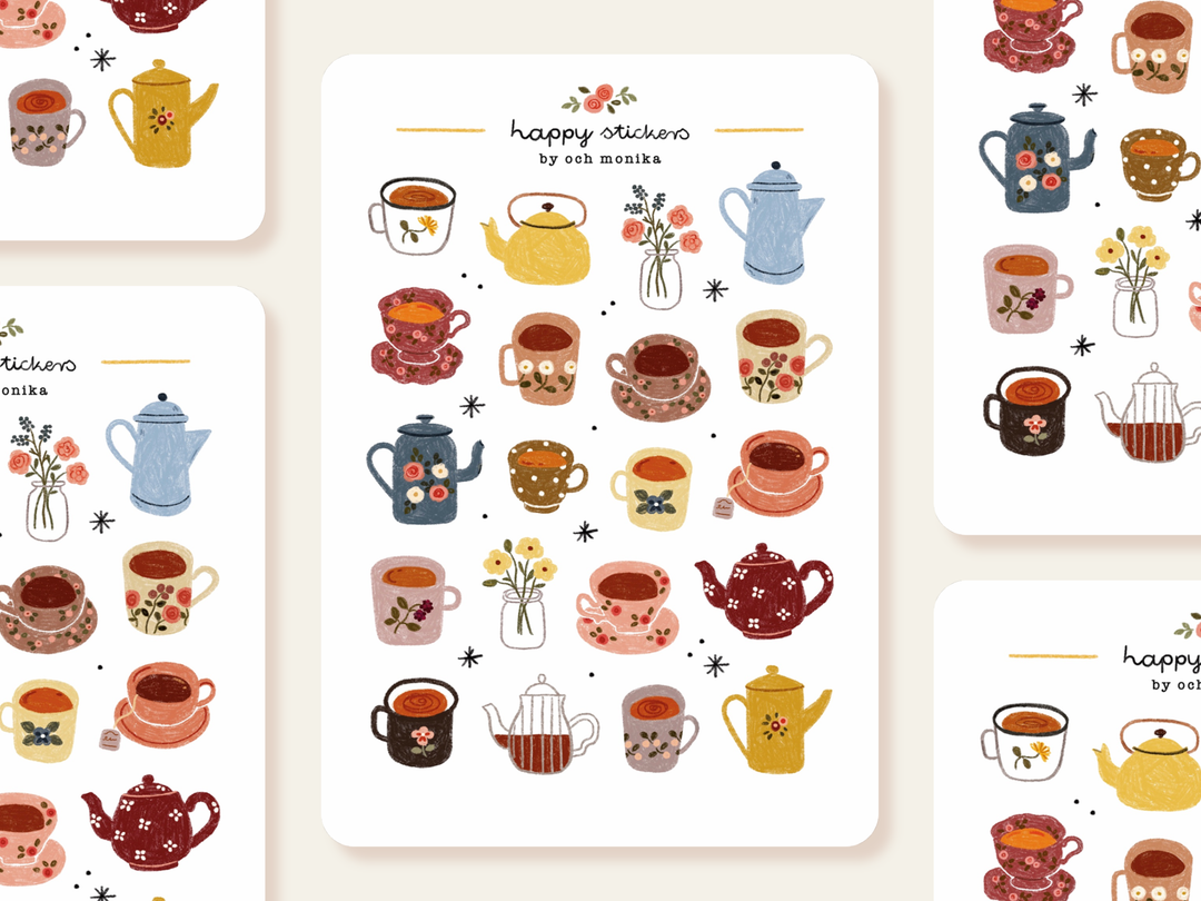 Little Teacups - Sticker Sheet | Tea Lover Stationery Gift