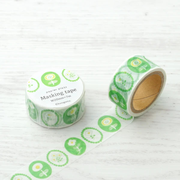 Papier Platz Kurogoma Washi Tape - Green Flower