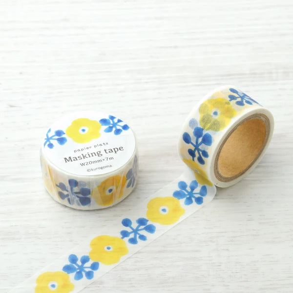 Papier Platz Kurogoma Washi Tape - Yellow Flower