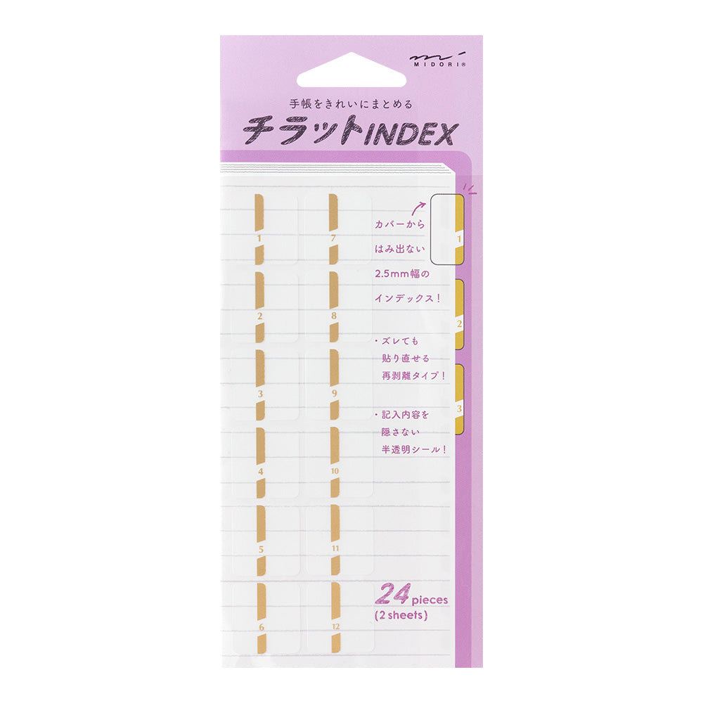 Midori Index Label Chiratto Number Gold