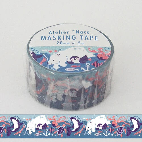Kodomo No Kao Washi Tape Natsuko Taguchi - Sea Animals