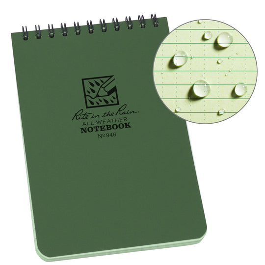 Rite in the Rain 4" x 6" Green Top-Spiral Notebook