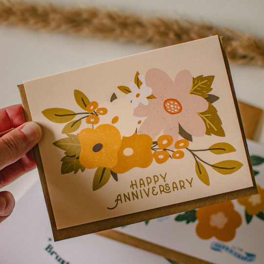 Happy Anniversary Card | Boho Floral Greeting Card