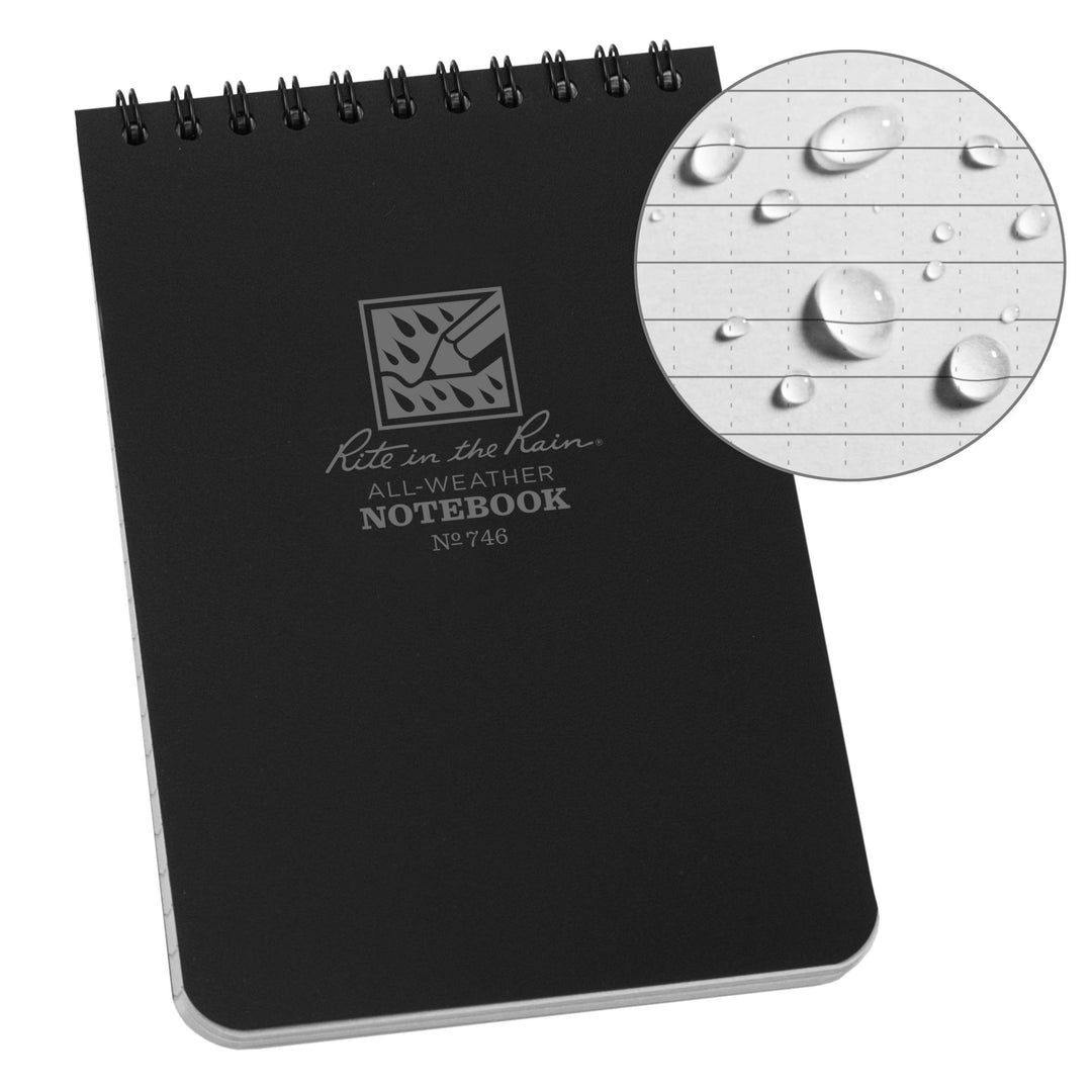 Rite in the Rain 4" x 6" Black Top-Spiral Notebook