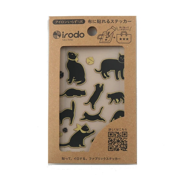 Irodo Washi Tape Ironless Fabric Sticker - Cat2 Black Gold