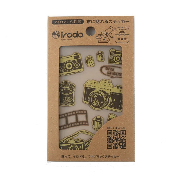 Irodo Washi Tape Ironless Fabric Sticker - Camera Brown Gold