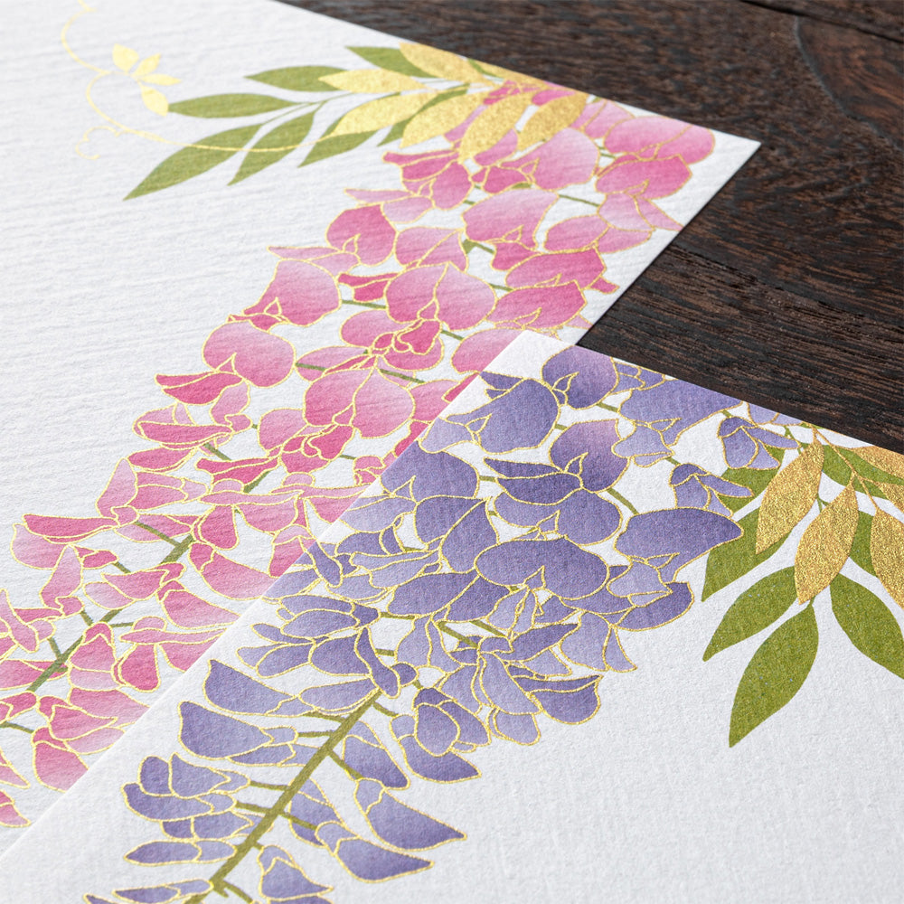 Midori Letter Pad 951 Four Designs Silk-Printing Wisteria S2