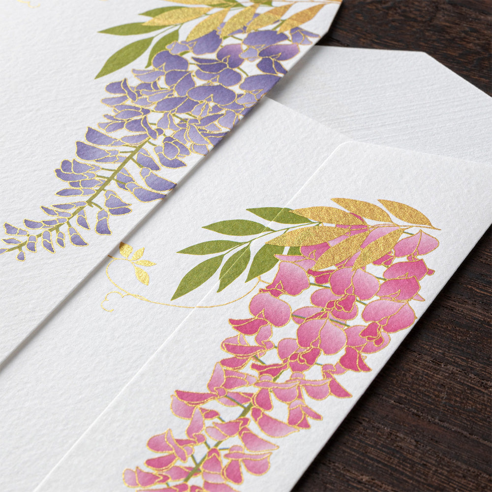 Midori Envelope 952 Four Designs Silk-Printing Wisteria S2