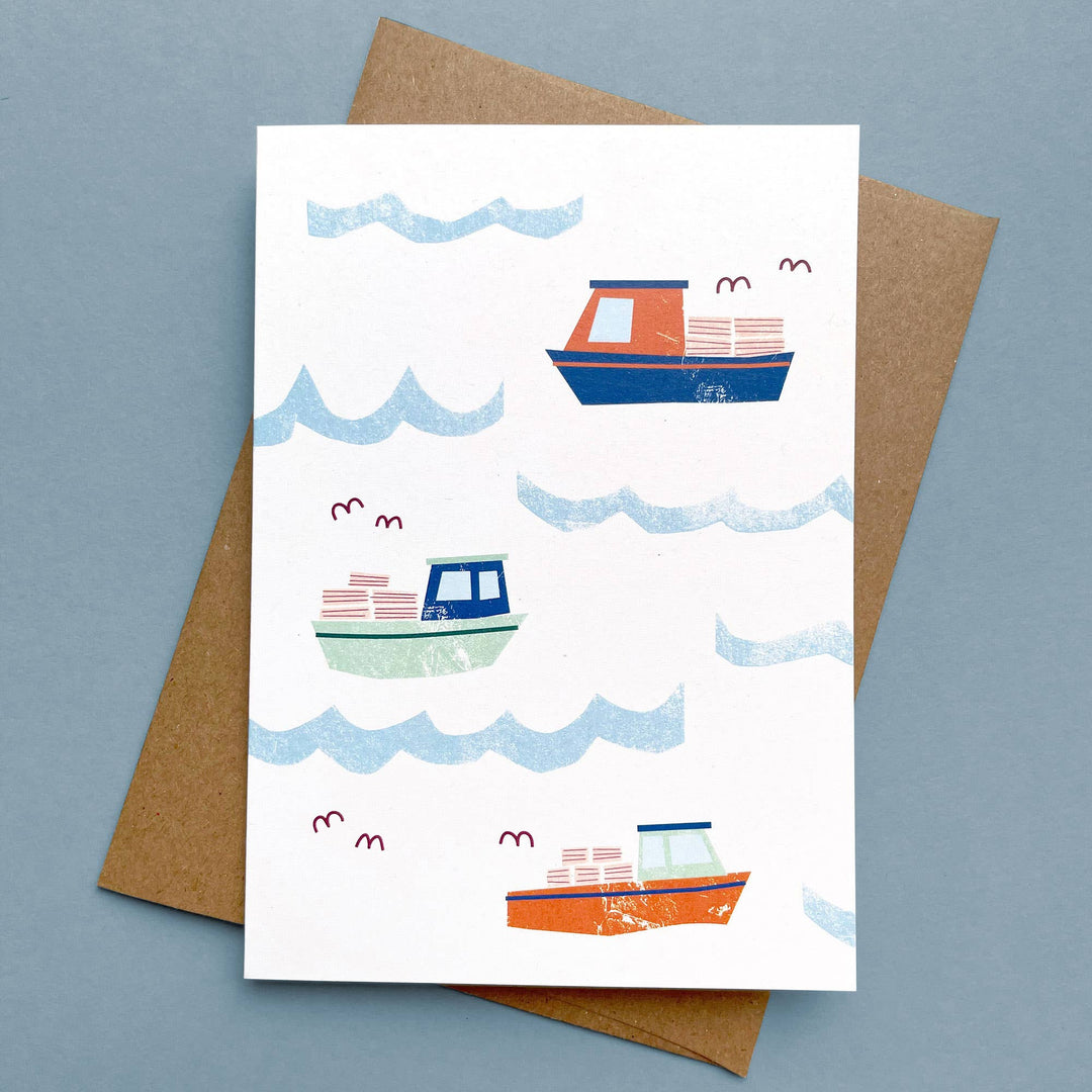 Greeting Card Lobster Boats