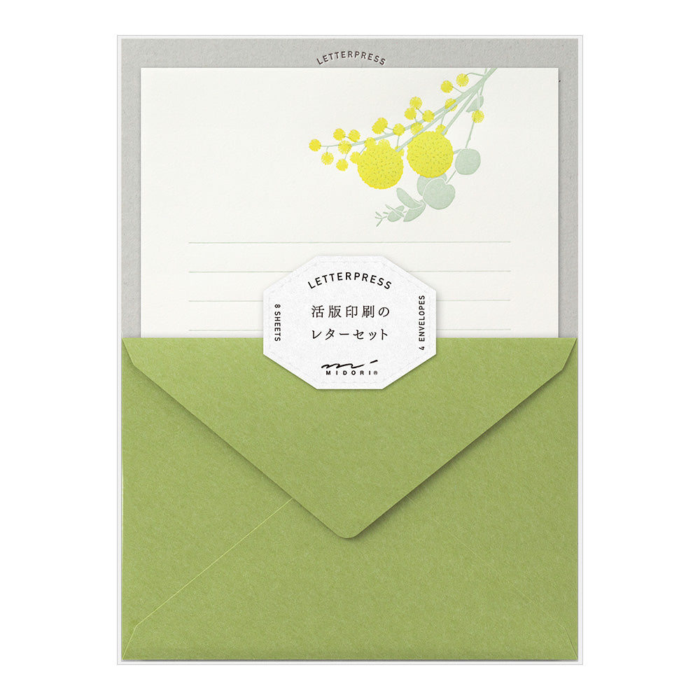 Midori Letter Set 461 Press Bouquet Yellow