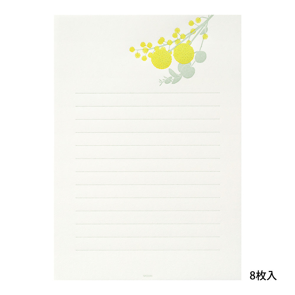 Midori Letter Set 461 Press Bouquet Yellow