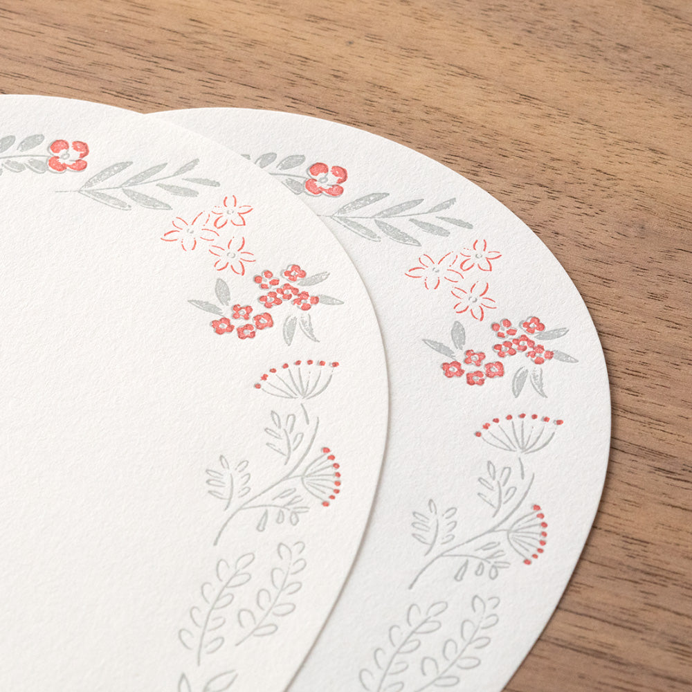 Letter Set 489 Letterpress Die-cut Wreath Red