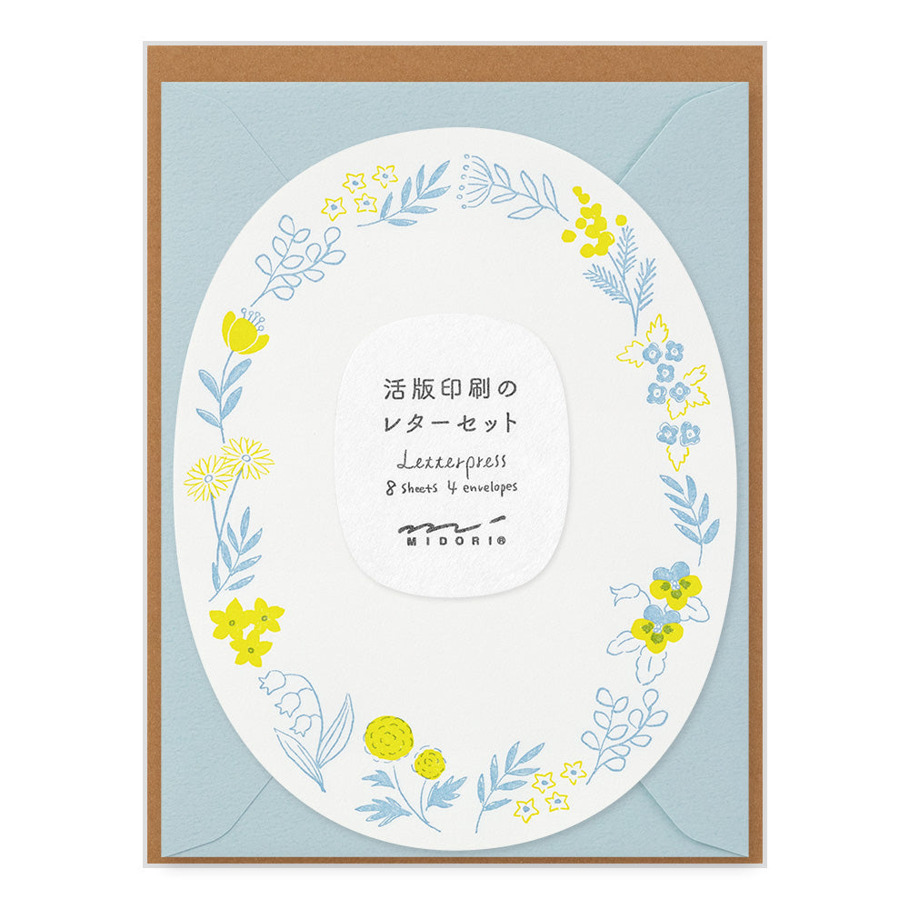 Letter Set 490 Letterpress Die-cut Wreath Blue