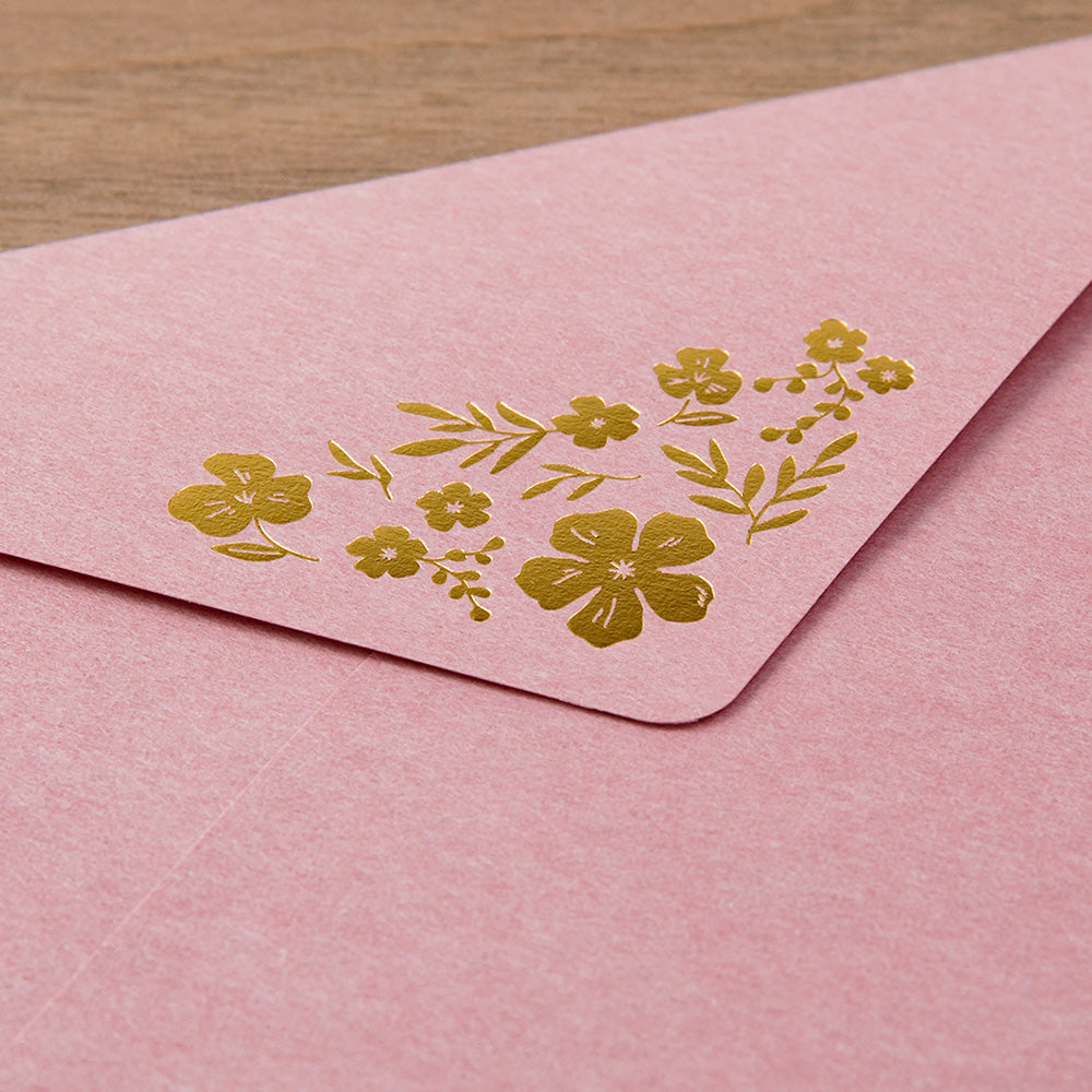 Letter Set Foil-stamped Envelopes Flowers