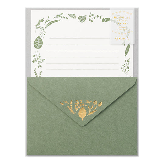 Letter Set Foil-stamped Envelopes Leaves