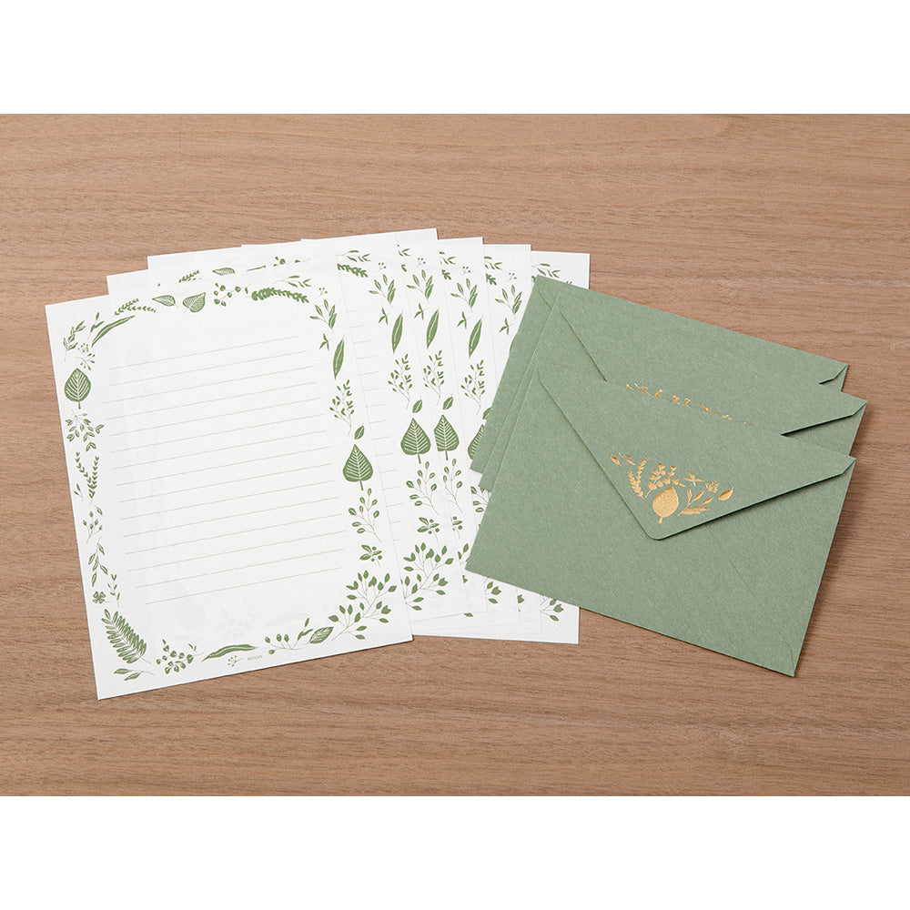 Letter Set Foil-stamped Envelopes Leaves
