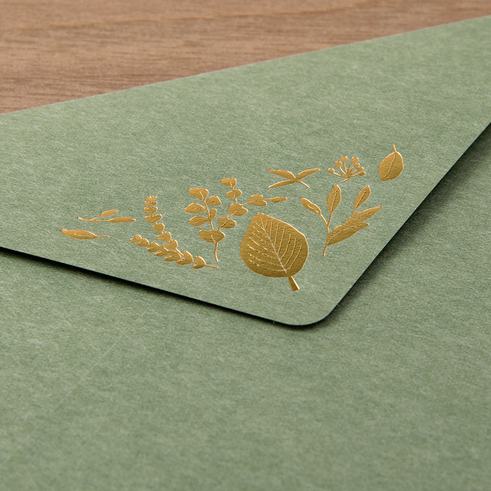 Letter Set Foil-stamped Envelopes Leaves