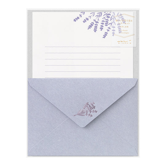 Midori Letter Set 516 Foil-stamped Envelopes Lavender
