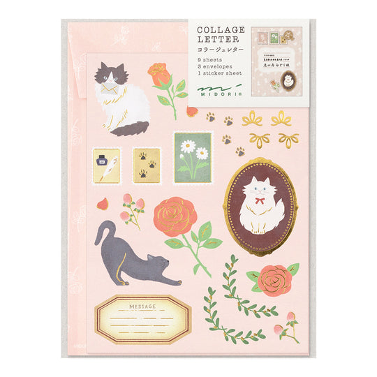 Midori Collage Letter Set- Cat