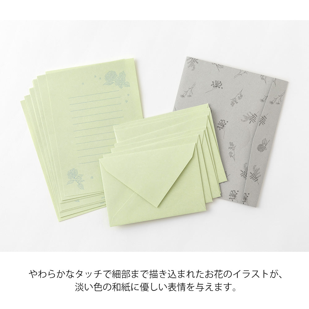 Letter Set 931 Original Floral-Colored Washi Paper Green A