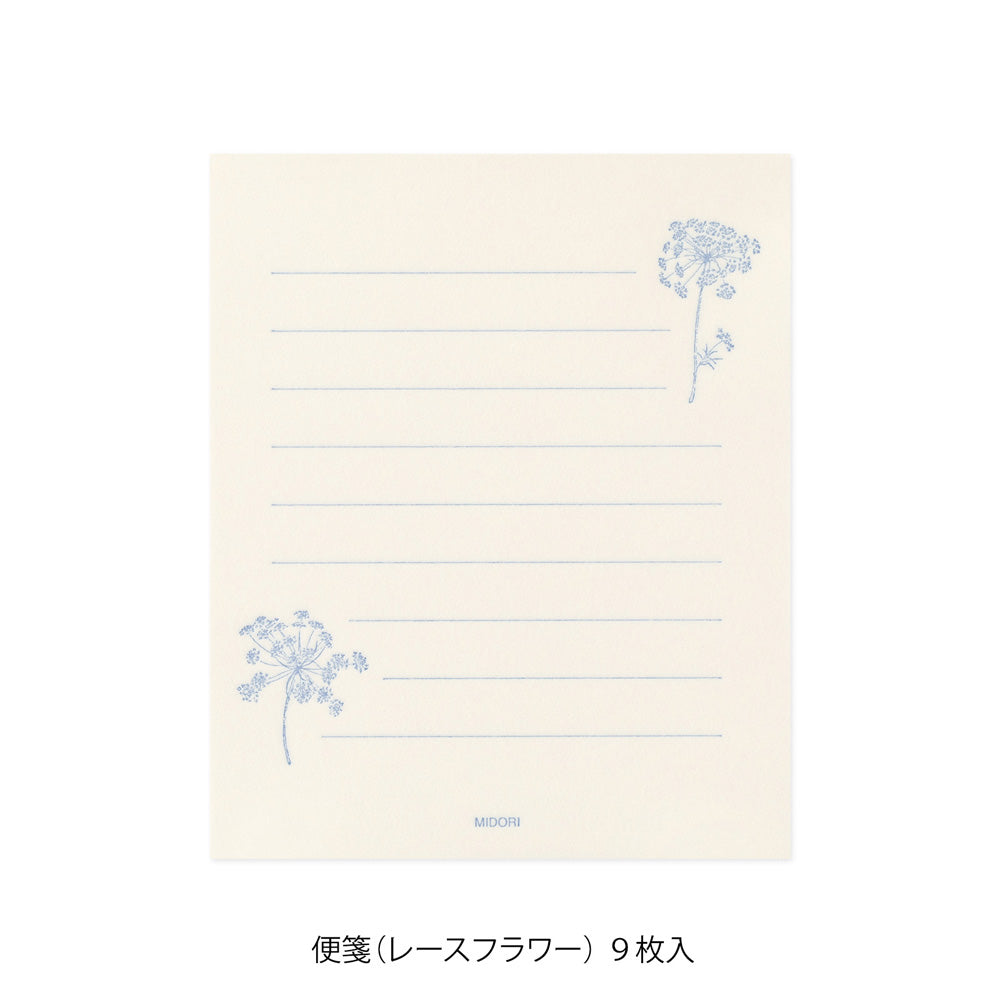 Midori Mini Letter Set HANAIRO WASHI (Floral-colored Washi Paper) White