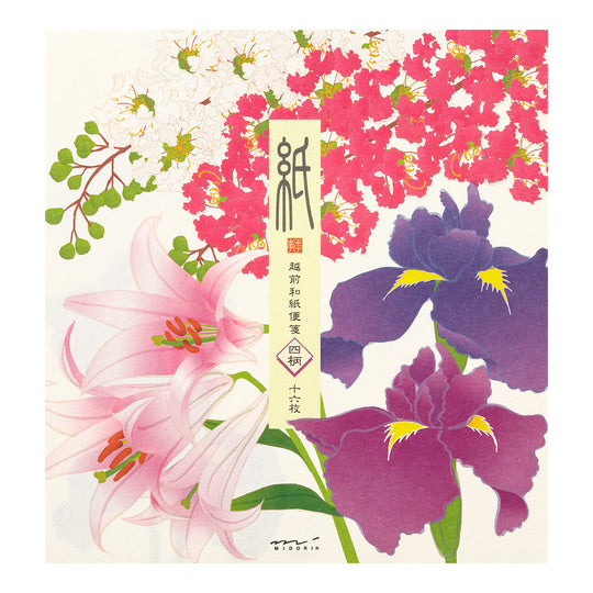 Midori Letter Pad 101 Four Designs Summer Flowers Blue S2