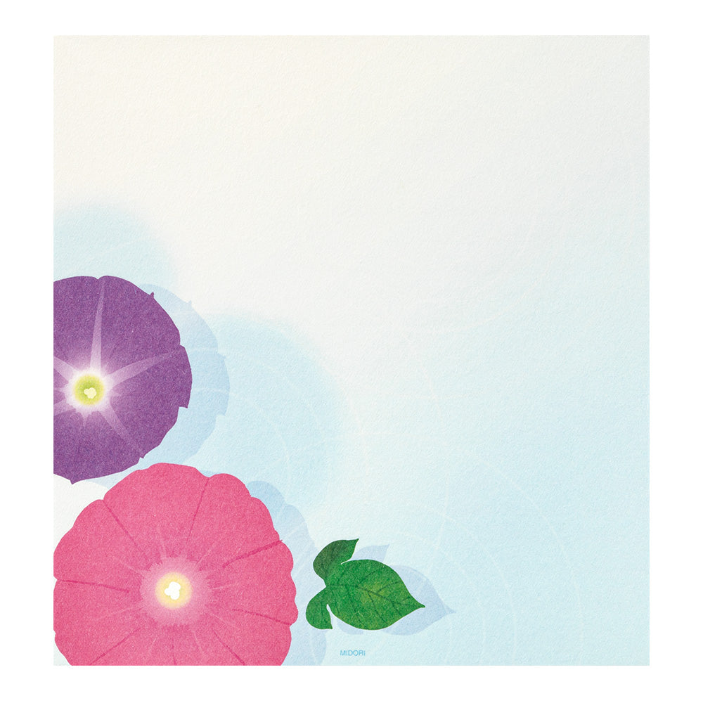 Midori Letter Pad 103 Four Designs Floating morning glory on bowl