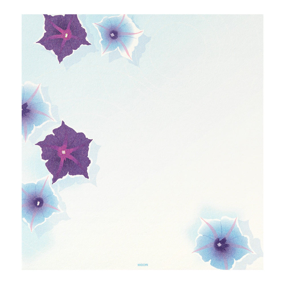 Midori Letter Pad 103 Four Designs Floating morning glory on bowl