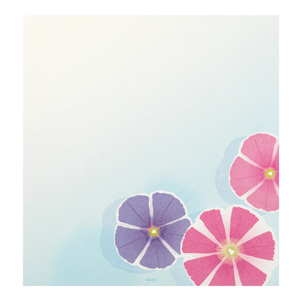 Midori Letter Pad 103 Four Designs Floating morning glory on bowl