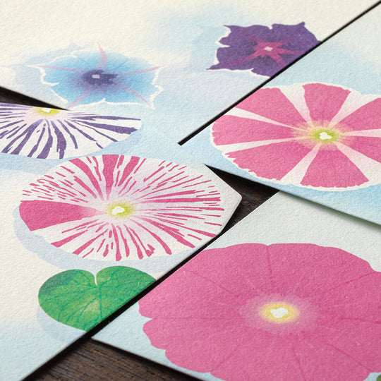 Midori Envelope 104 Four Designs Floating morning glory on bowl