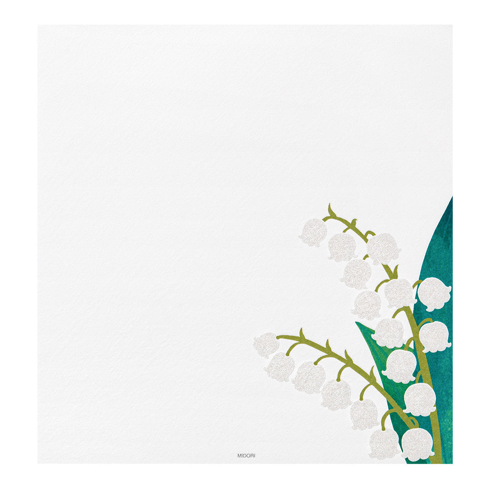 Midori Letter Pad 105 Silk-printing Lily of valley