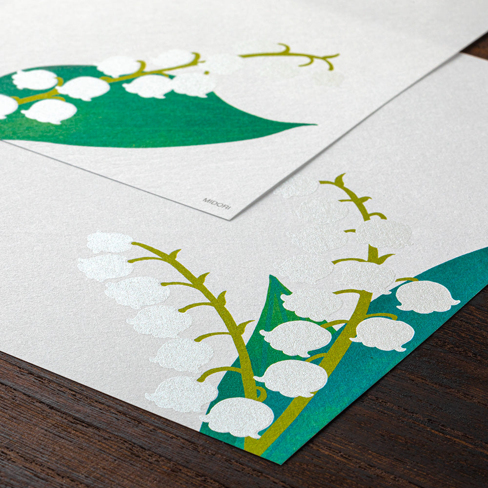 Midori Letter Pad 105 Silk-printing Lily of valley