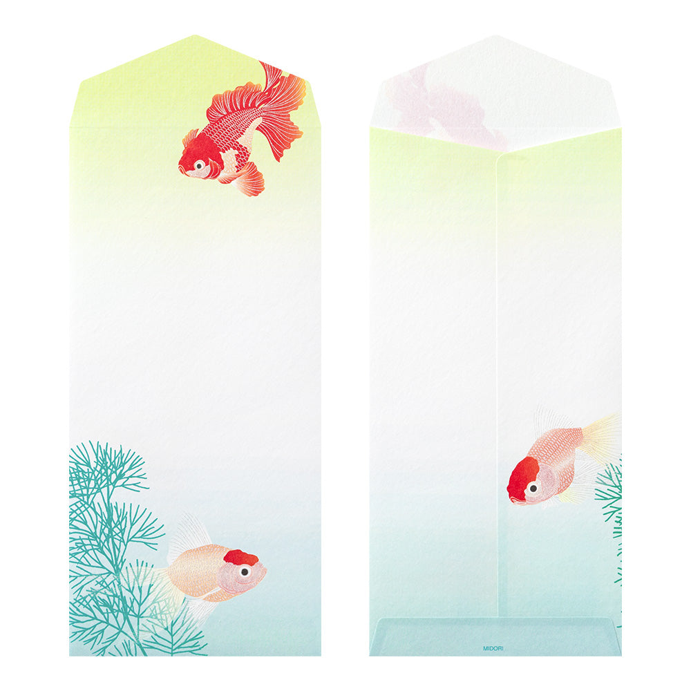 Midori Envelope 108 Silk-printing Goldfish and aquatic plants