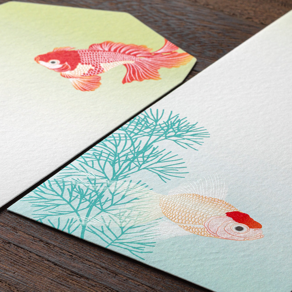 Midori Envelope 108 Silk-printing Goldfish and aquatic plants