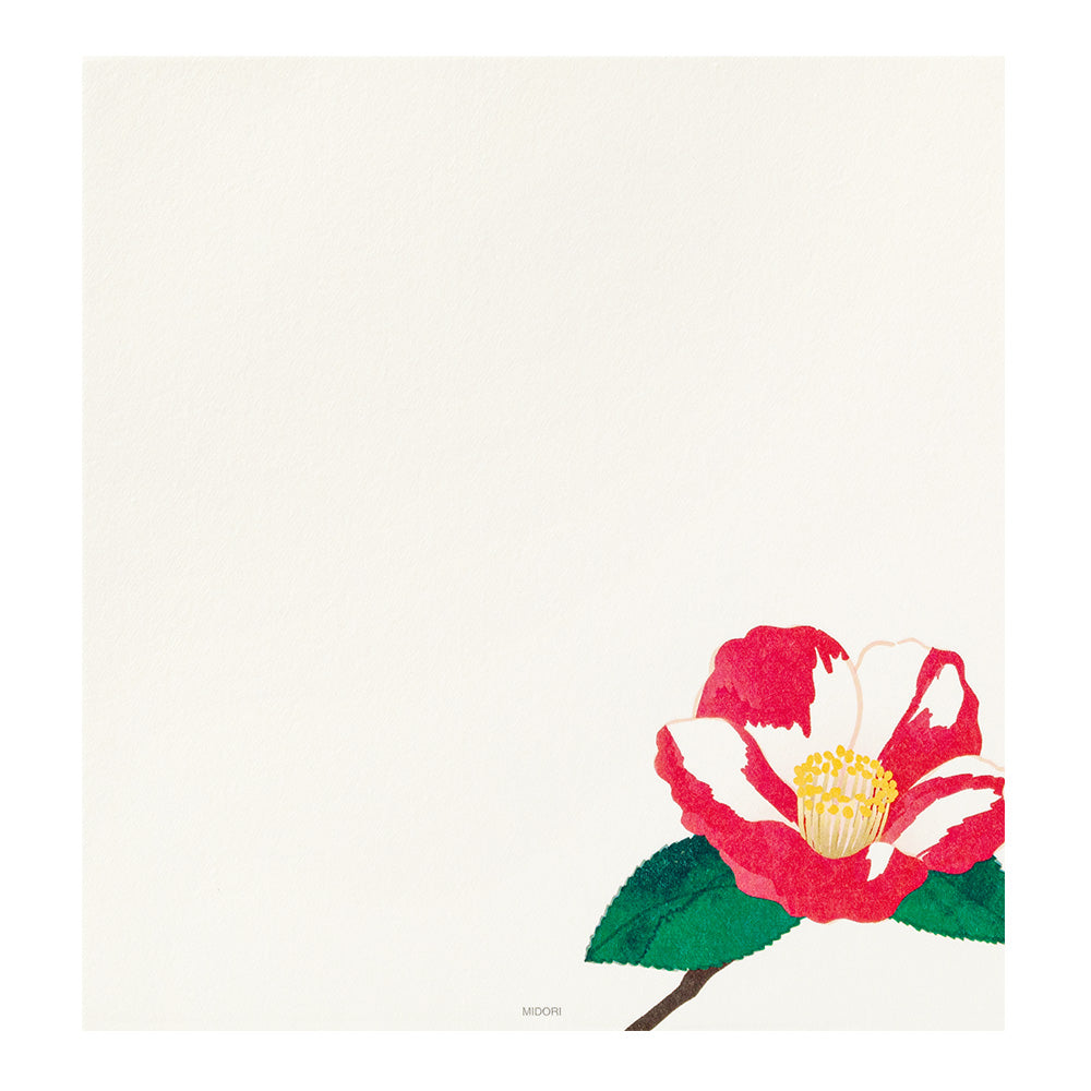 Midori Letter Pad 117 Four Designs Camellia sasanqua