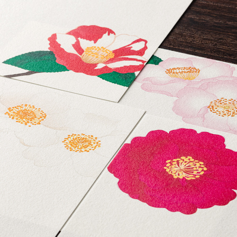 Midori Letter Pad 117 Four Designs Camellia sasanqua