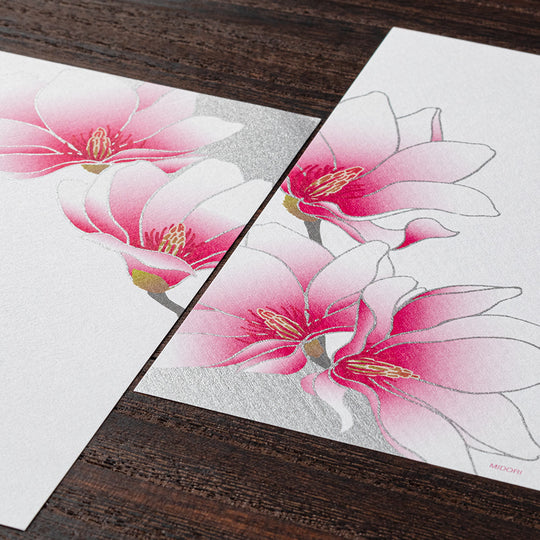 Midori Letter Pad 123 Silk-Printing Magnolia Pink